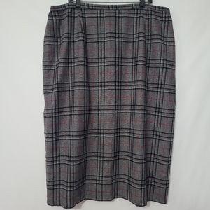 Wool Blend Fully Lined Gray Plaid Skirt Womens Size 24W